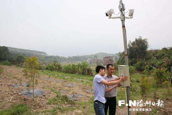 有伦公司南坑村的农业基地正完善物联网监控系统。