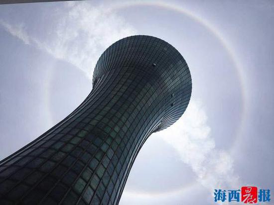 昨日上午10时,厦门上空出现“日晕”。@厦门天气在线 供图