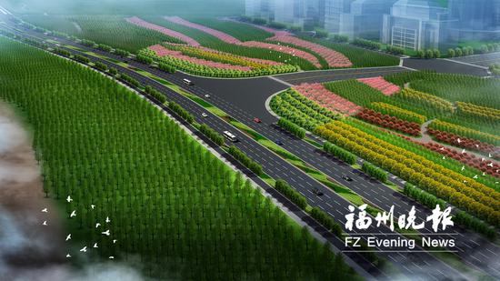 滨海新城森林城市景观带效果图。